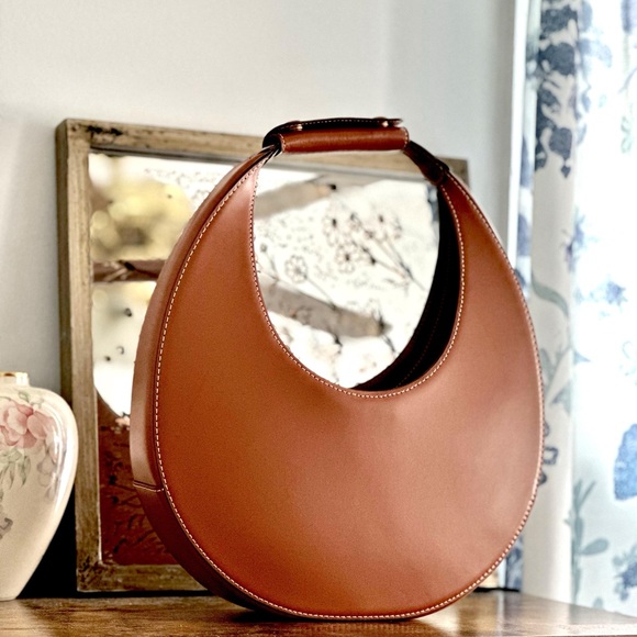 staud large moon croc embossed bag saddle - Picture 6 of 8